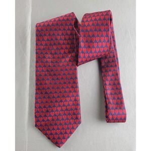 Ben Silver Ties Mens 56 3.5 Red Heart All Over Print Silk Handmade Usa